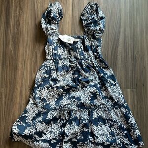 ABERCROMBIE & FITCH Navy Ruched Flutter Sleeve Dress